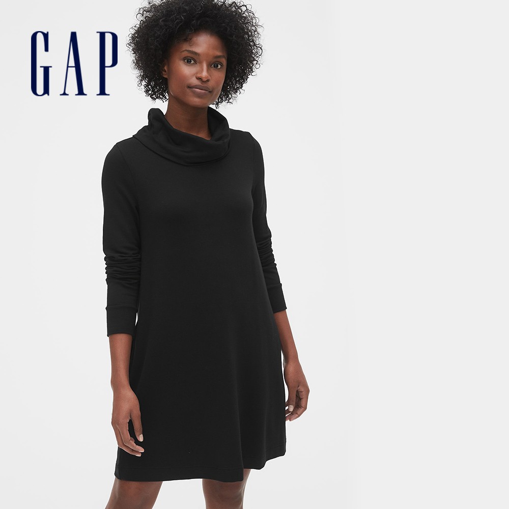 Gap 女裝 高領長袖洋裝-純正黑(493703)