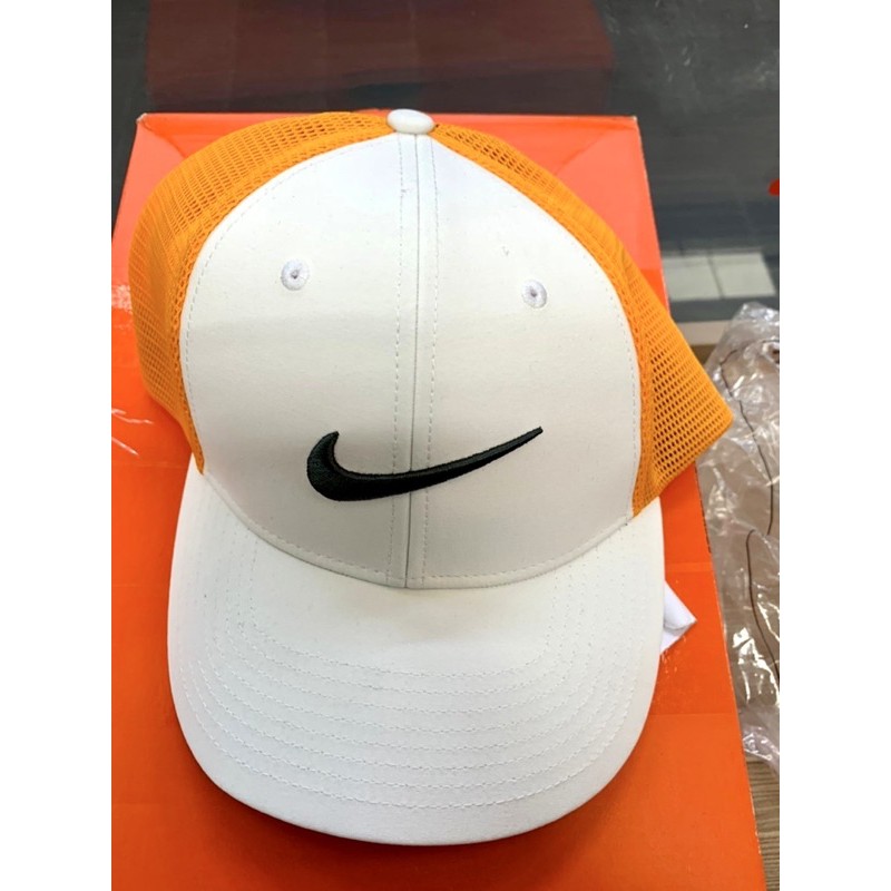 Nike Cap  Golf Cap-Orange white 高爾夫帽 乾涼爽遮陽帽 運動鴨舌帽橘白M/L(男女皆宜)