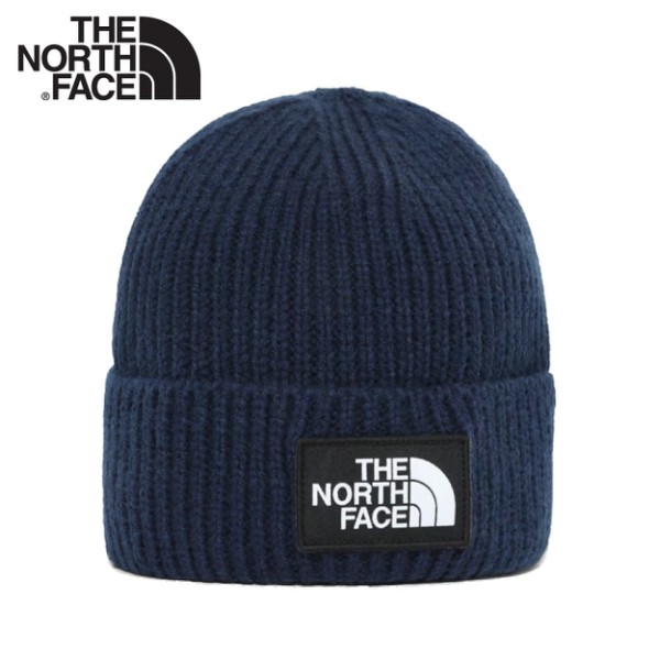 The North Face LOGO BOX CUFFED BEANIE保暖針織帽《海軍藍》/3FJX/毛帽/悠遊山水