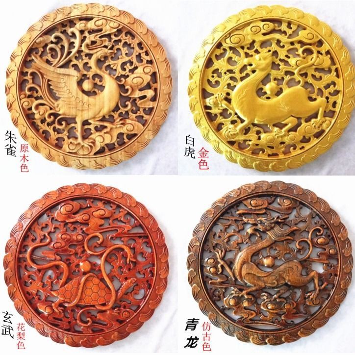熱賣東陽木雕四神獸青龍白虎朱雀玄武木掛件風水掛件香樟木28厘米 蝦皮購物