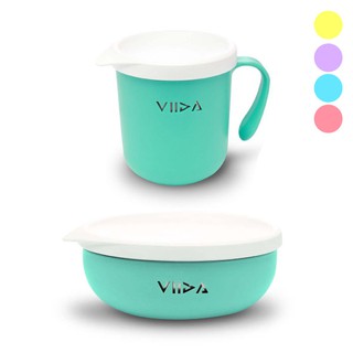 台灣 VIIDA Soufflé 抗菌不鏽鋼餐碗+不鏽鋼杯(5色可選)【麗兒采家】