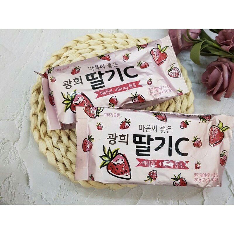 【現貨】韓國 草莓維他命C VC粉 CC粉 草莓粉 草莓香氣 維他命C (2g×10條)