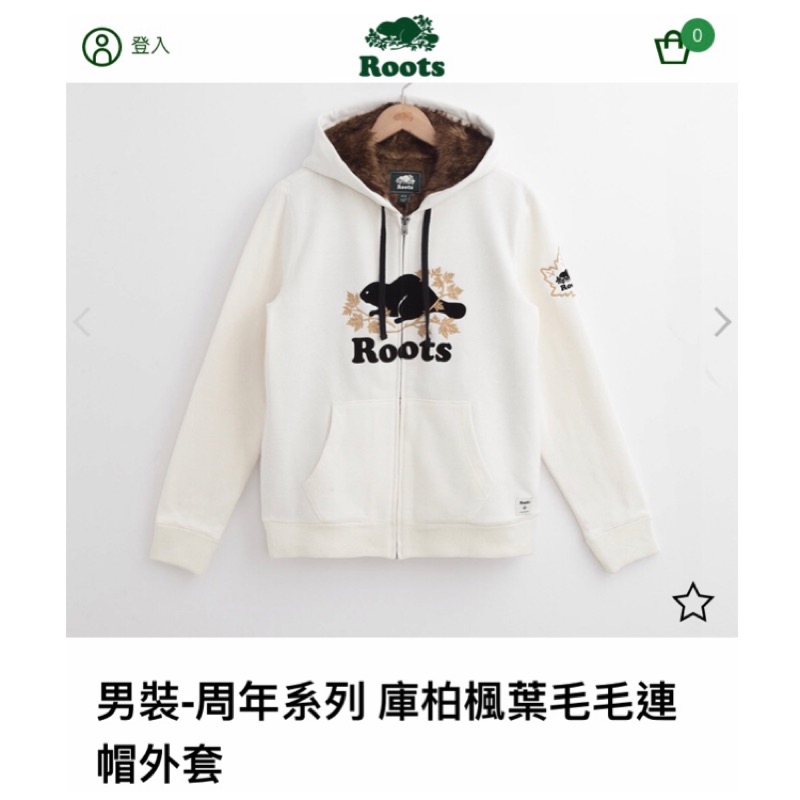 （(代購）現貨Roots週年系列男毛毛連帽外套（白色M)