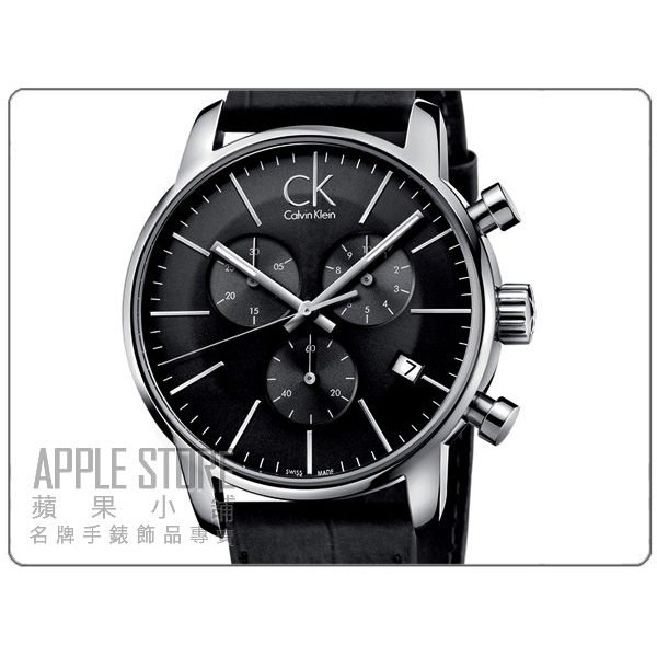 【蘋果小舖】 CK Calvin Klein 簡約時尚三眼計時皮帶錶-黑面 # K2G271C3