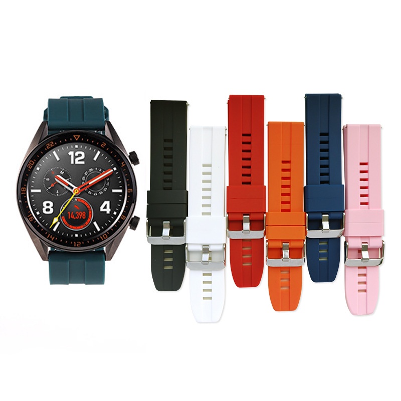 22mm矽膠錶帶運動皮手錶手鍊 適配DW三星華米智能手錶帶 黑 紅 藍 橙 白 粉紅 綠色