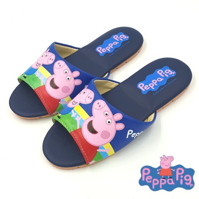 【MEI LAN】佩佩豬 Peppa Pig 粉紅豬小妹 喬治豬 室內拖鞋 止滑 耐磨 透氣 0050 藍 另有粉色