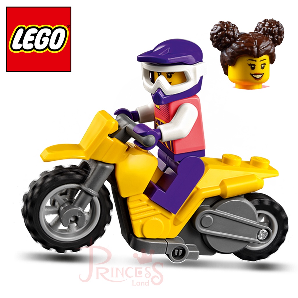公主樂糕殿 樂高 LEGO 60293  摩托車+人偶 重機 (磨輪驅動裝置)  黃色 含頭髮 紫色安全帽 B005