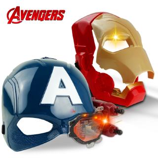 MARVEL 【現貨】電影漫威復仇者聯盟電子玩具LED燈鋼鐵俠美國隊長面具公仔玩具兒童角色扮演道具