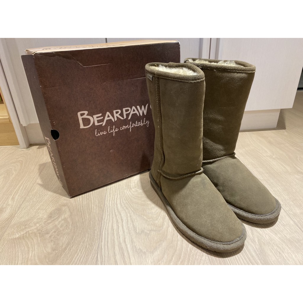 【二手】美國熊掌Bearpaw偏棕色、偏深咖啡色中高筒雪靴/尺寸UK6(25CM)