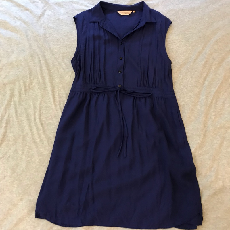 Perngyuh紫藍色超氣質無袖v領洋裝（芃諭名品）