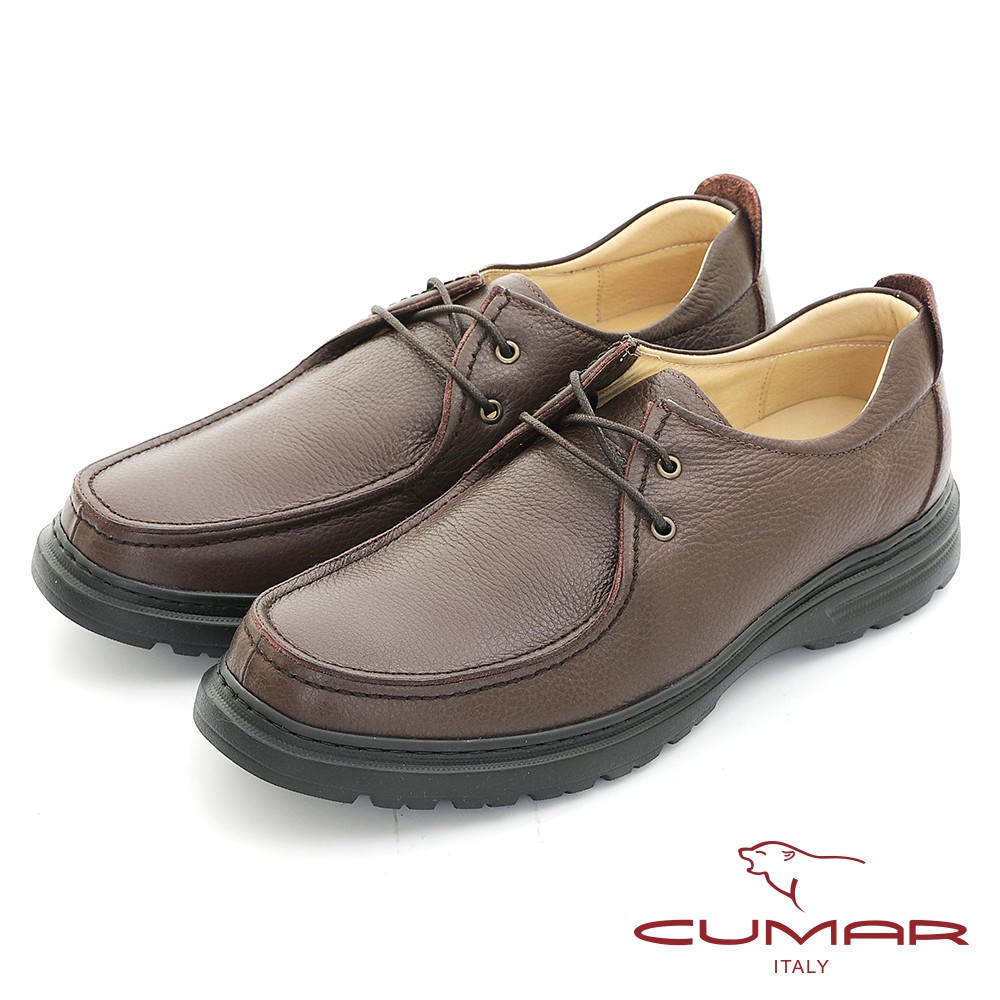 【CUMAR】輕量舒適 菁英商務綁帶上班鞋 - 咖啡色