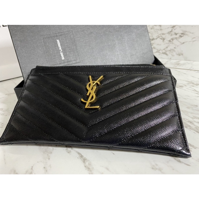 二手正品 YSL  saint laurent 經典荔枝皮/手拿包