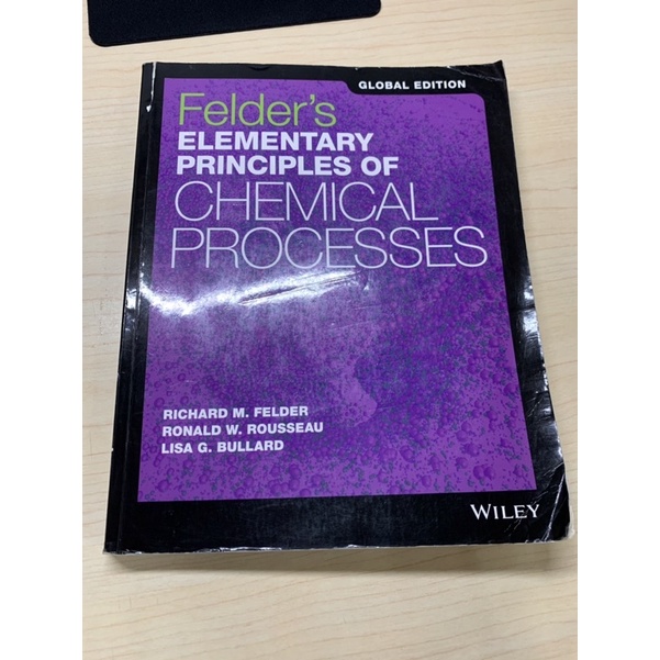 二手 Felder's ELEMENTARY PRINCIPLES OF CHEMICAL PROCESSES