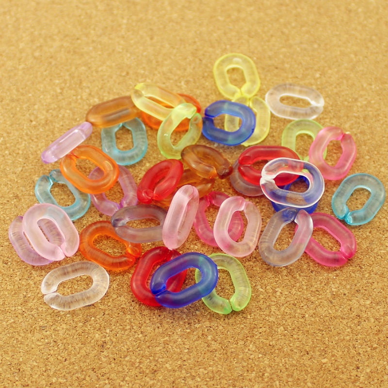50 件/包 15 * 20 毫米彩色透明亞克力鏈節 DIY 珠寶製作魅力配件