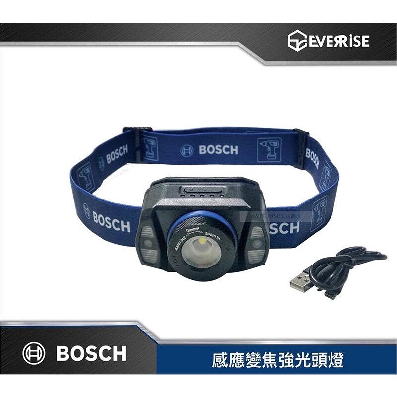 ［進化吧工具屋］BOSCH 博世 感應變焦強光頭 超輕巧 頭燈 工作燈 工程帽用 USB充電