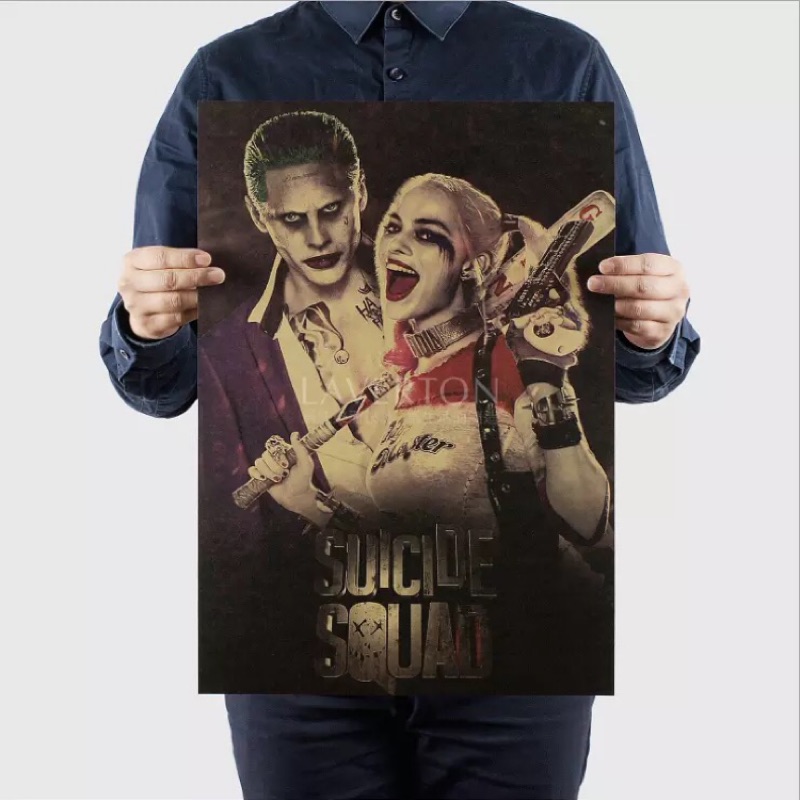 自殺突擊隊 小丑 小丑女 DC電影 電影海報 漫威 牛皮紙海報 海報 壁飾 復古風 復古裝飾 背景裝飾