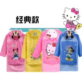 兒童🦄雨衣90-120💕日本迪士尼造型卡通雨衣 雨具 米奇 海綿寶寶 Kitty 環保無毒材質 3色 預購中