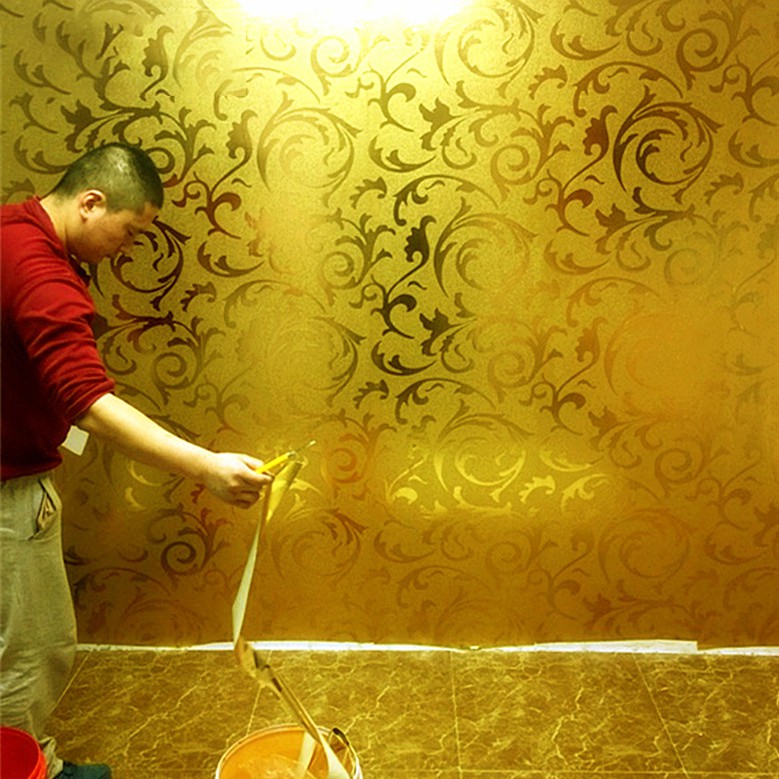 壁紙壁貼墻貼金箔壁紙金色銀色歐式茛苕葉ktv吊頂天花板客廳臥室電視背景壁紙 蝦皮購物