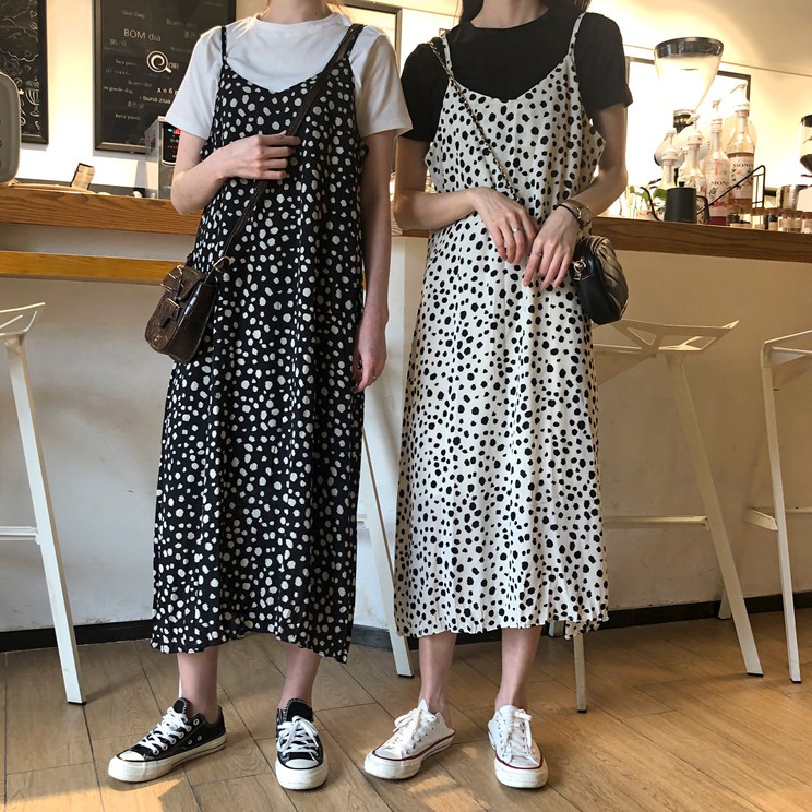 輕熟風小可愛裙長版連身長裙洋裝套裝港味春韓版素色t恤豹紋小可愛氣質時尚兩件式套裝分開下標