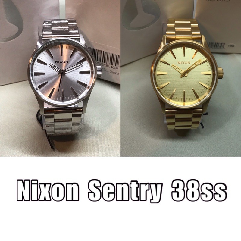 全新 現貨 Nixon Sentry 38mm watch 鋼錶帶 手錶 金錶 中性 簡約 戶外 運動 休閒 摩登 復古