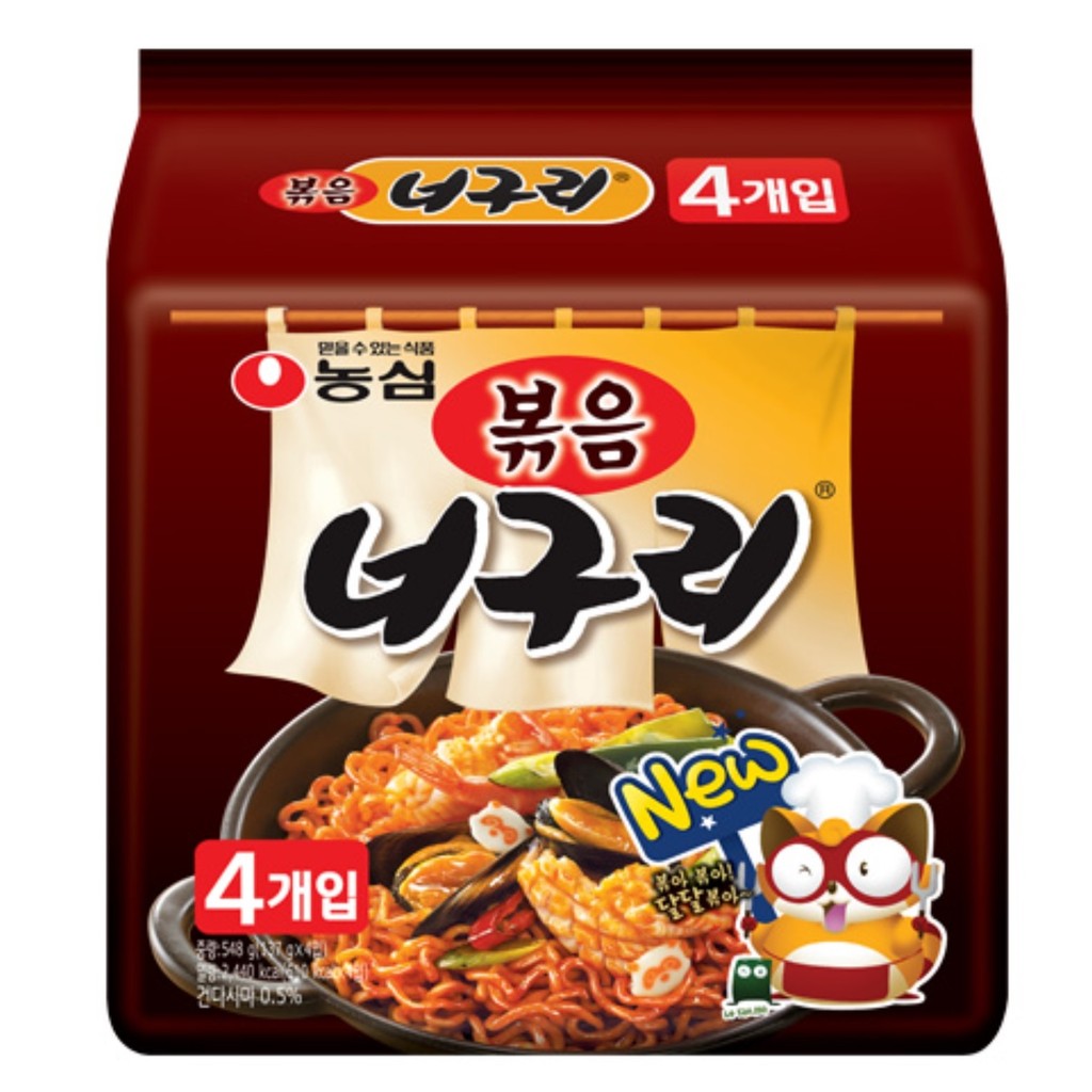 7月特價 韓國 內銷 農心 乾燒浣熊麵 (昆布海鮮風味) 137g/包 4包袋裝 乾麵 新品現貨