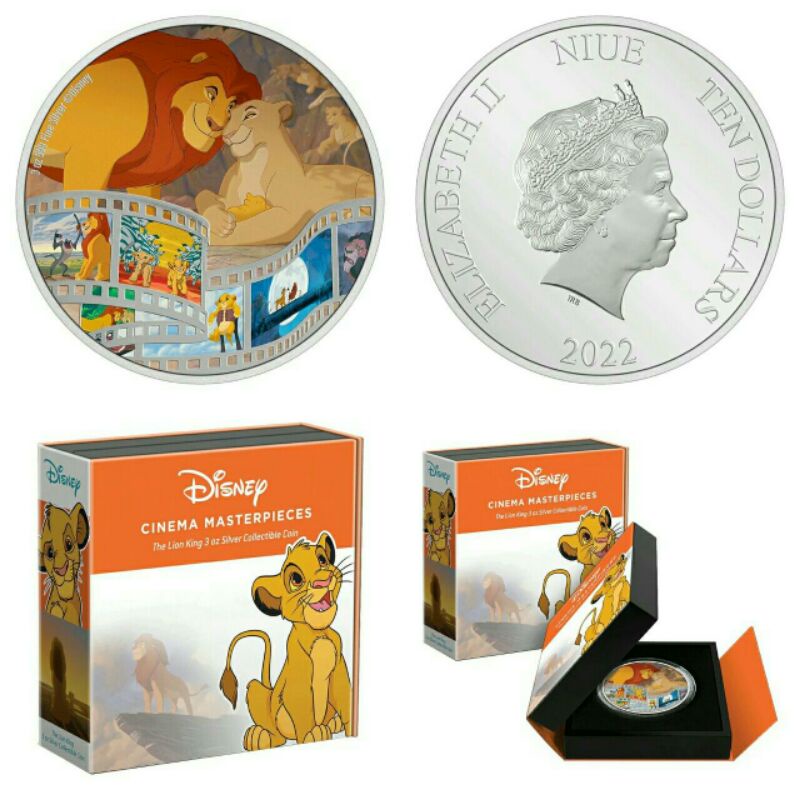 售價12800元~紐埃迪士尼獅子王銀幣3盎司~單枚價，限量銀幣，銀幣，錢幣，收藏紀念幣，收藏，幣～迪士尼獅子王銀幣三盎司