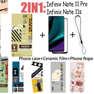 2 合 1 Infinix Note 11s Note 11 Pro 手機殼帶鋼化玻璃陶瓷膜螢幕保護膜時尚系列