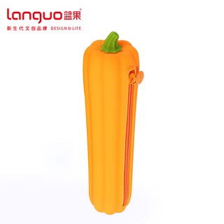 【Languo】南瓜造型橡膠筆袋 (臺灣現貨) 鉛筆袋 鉛筆盒 收納袋 筆盒 文具袋 蔬菜水果造型文具
