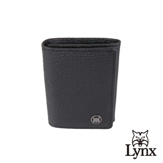 【Lynx】美國山貓大象紋進口牛皮2卡名片夾/皮夾/短夾-黑色 LY16-2059-99