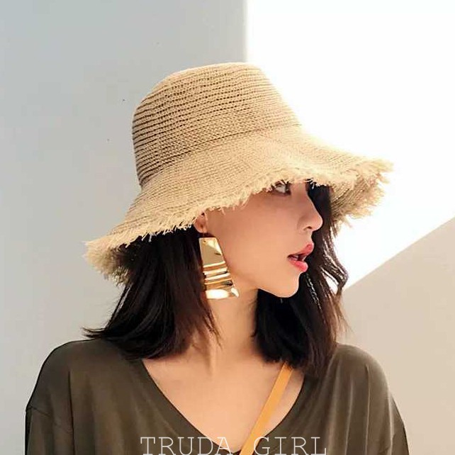 老闆不賣了 可折疊針織漁夫帽手工草帽抽鬚邊編織草帽遮陽帽防曬漁夫帽編織帽女帽子 杜達女孩 蝦皮購物