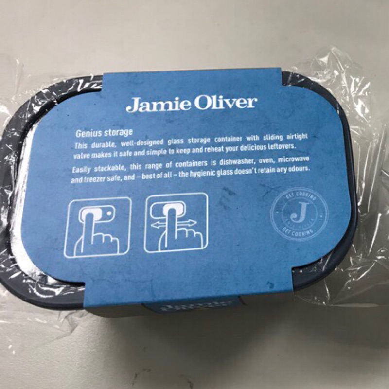 *全新*全聯Jamie Oliver方形耐熱玻璃保鮮盒/便當盒/微波盒470ml(小）