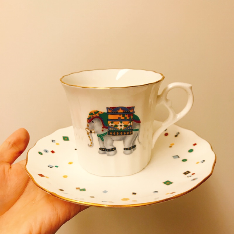 日本NARUMI瓷器 大象咖啡杯盤組