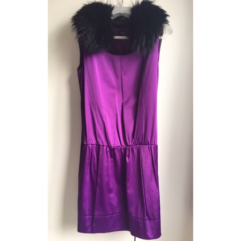 [換季良品折扣出清] 專櫃品牌IROO 紫色緞稠 2way洋裝