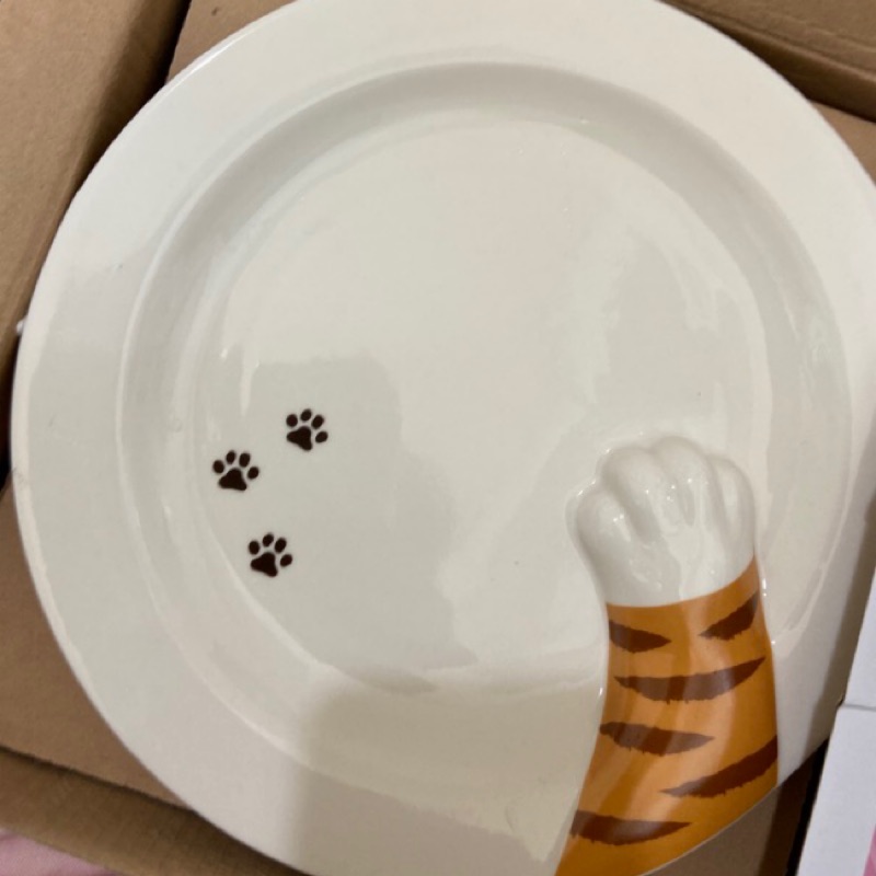 貓咪偷吃貓掌盤子-瓷盤-圓盤