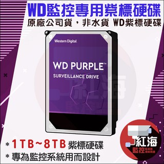 監控硬碟 紫標 1T / 2T / 3T / 4T WD 威騰 1TB/2TB/3TB/4TB 監控硬碟【紅海監控】