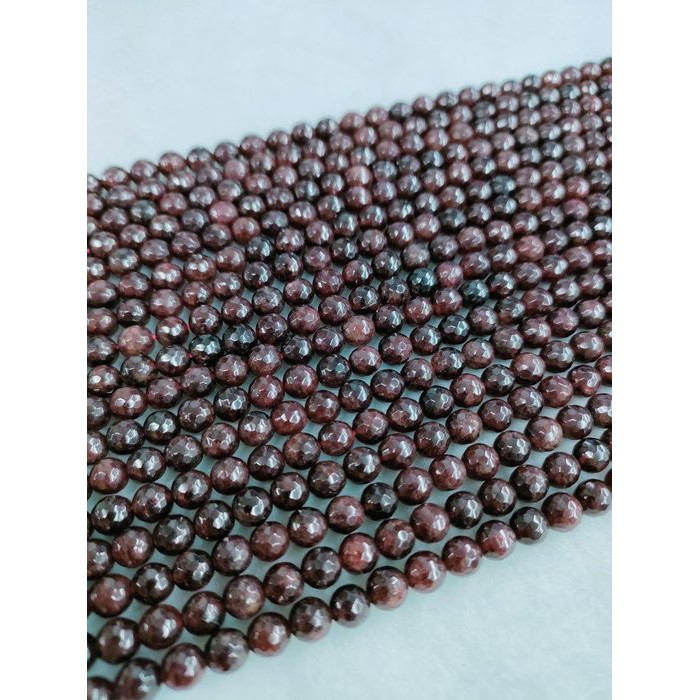 【狼狼水晶】巴西 天然-紅石榴石  6mm 切面 礦質 串珠/條珠 首飾材料
