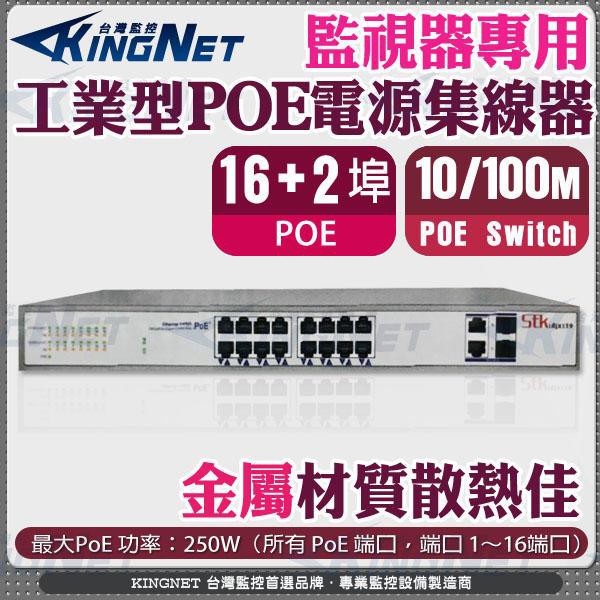 監視器 18埠 16路 POE 電源集線器 供電器 網路供電交換器 乙太網路交換器 PoE Switch NVR