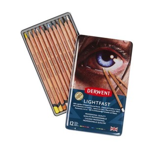 【板橋酷酷姐美術】英國Derwent德爾文Lightfast頂級油性色鉛筆12色鐵盒！ 100%耐光性、油性彩色鉛筆