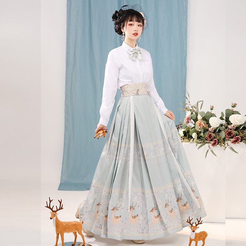 清梳一鹿有你原創漢服女明制馬面裙日常穿搭仙氣飄逸春季半身裙 蝦皮購物