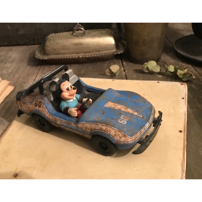 懷舊東京迪士尼老鐵皮玩具米老鼠駕駛敞篷小跑車