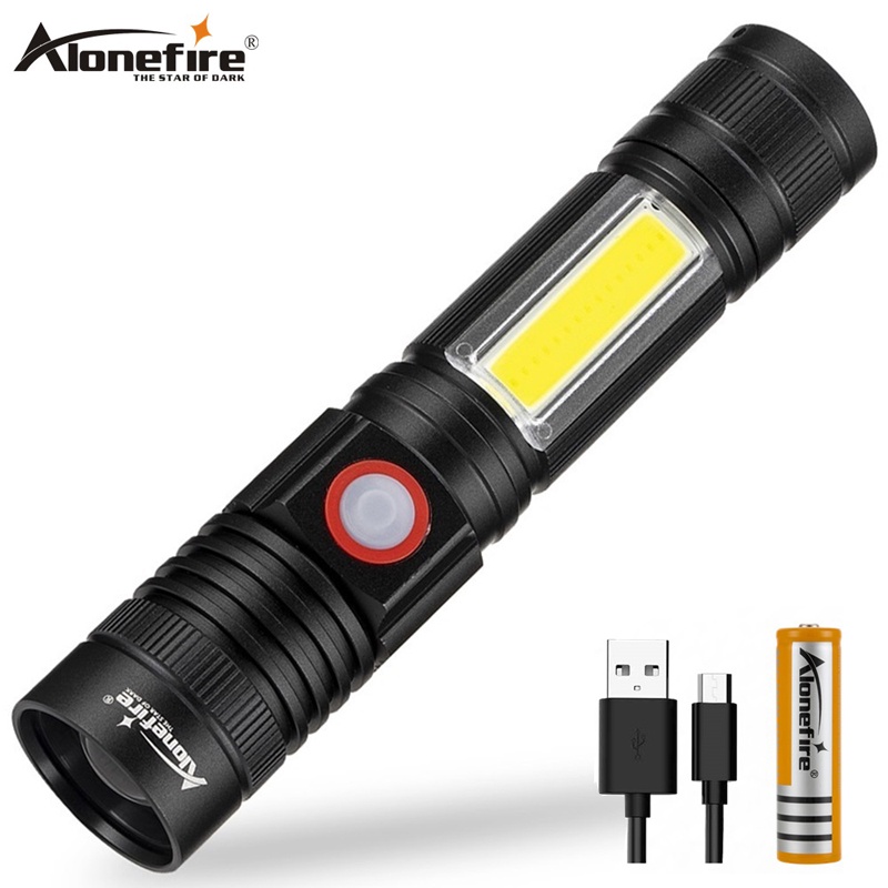 Alonefire X580 COB&amp;T6 LED 手電筒可充電 18650 變焦燈用於露營