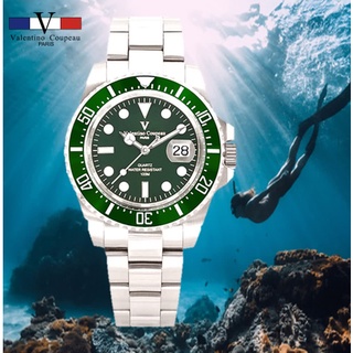 【天龜】Valentino Coupeau 經典綠水鬼款陶瓷圈夜光不鏽鋼錶
