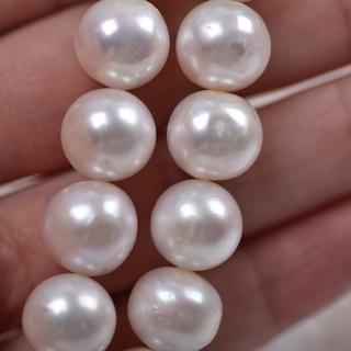 天然淡水珍珠散珠 11-12mm 近圓形大顆粒白色珍珠 diy 材料配件