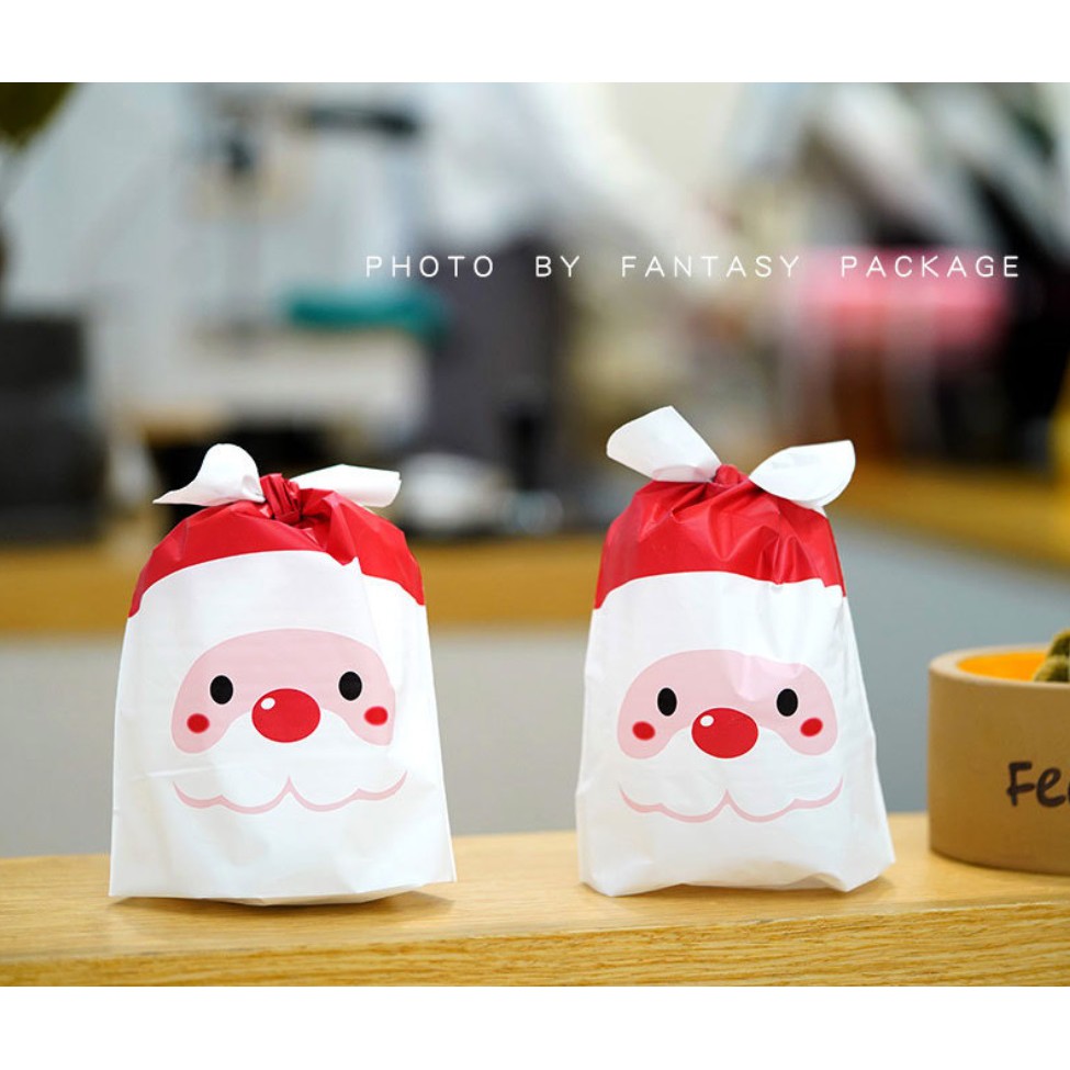 【嚴選SHOP】50入 聖誕節兔子耳朵袋 綁口袋 聖誕節包裝袋 送禮袋 派對禮物袋 糖果袋餅乾袋 聖誕節包裝【X105】