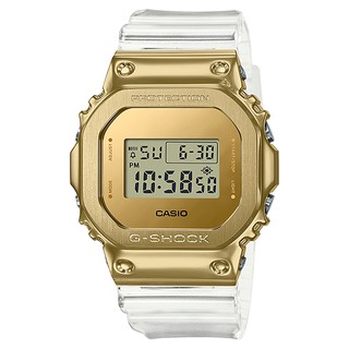 CASIO G-SHOCK 工業金屬錶圈金色透明錶帶GM-5600SG-9