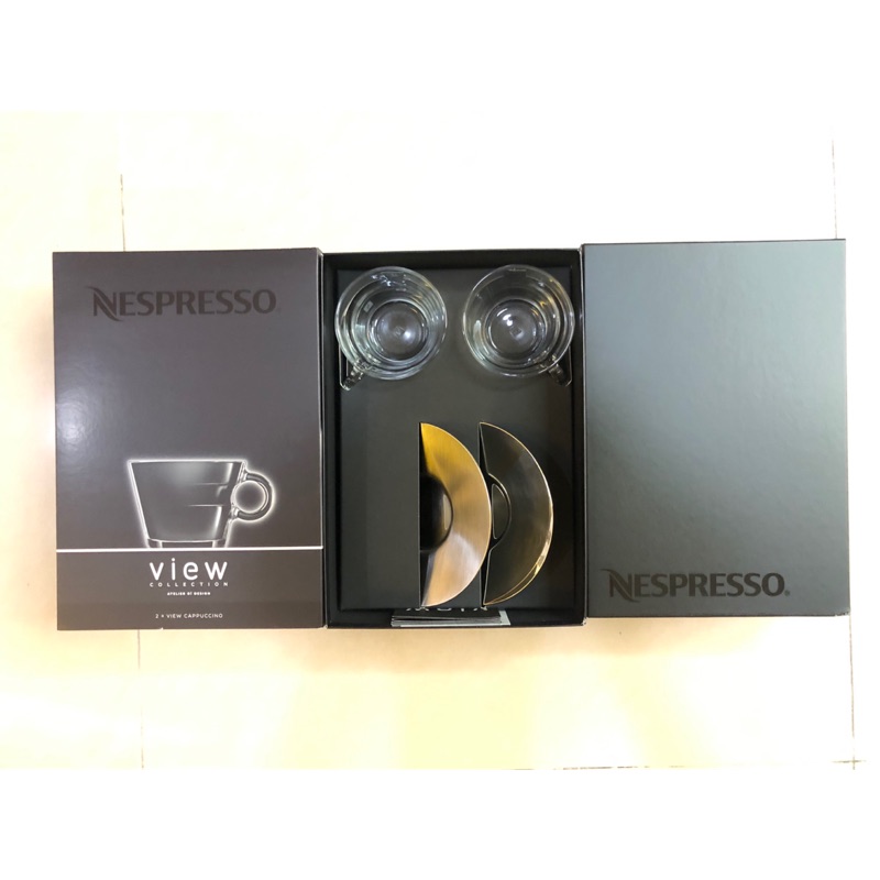 Nespresso 強化玻璃咖啡杯（容量約：180 ml）View Collection 盤子以不鏽鋼材質製成