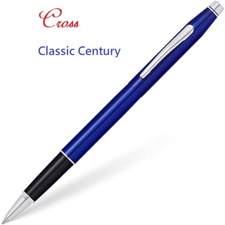 CROSS Classic 世紀藍桿白夾鋼珠筆 加贈筆套