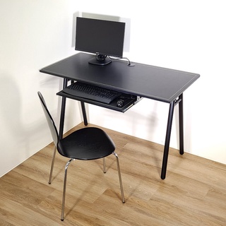 A字桌 抽屜工作桌 辦公桌 書桌 MIT台灣製造馬鞍皮120公分A字鍵盤電腦桌(附電線孔蓋)
