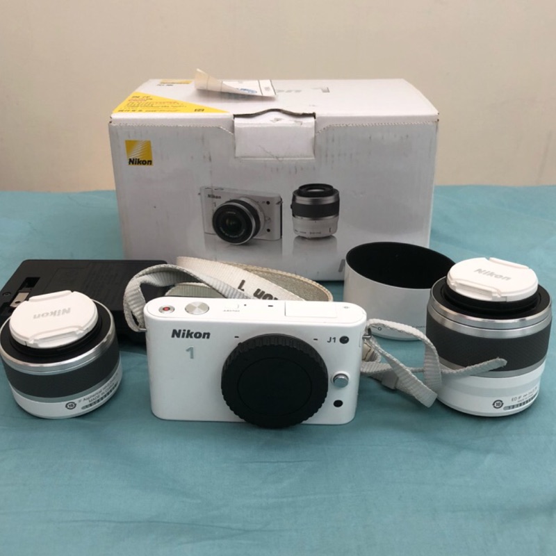 Nikon J1 雙鏡組 微單眼相機 白色 尼康 10-30mm鏡頭 30-110mm 鏡頭 HBN103遮光罩