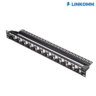 【LINKOMM】空架遮蔽式跳線面板 Patch Panel STP CAT. 6A 24 port 1U 19吋